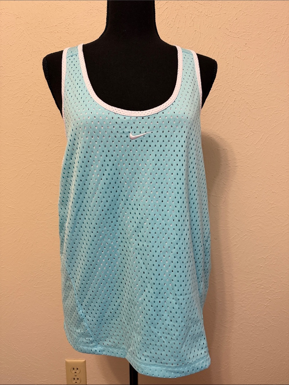Nike Women's Aqua blue& white Mesh Tank reversible